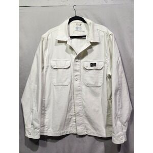 Hurley Canvas Button Down Chore Jacket Beige Cream Pocketed Large‎